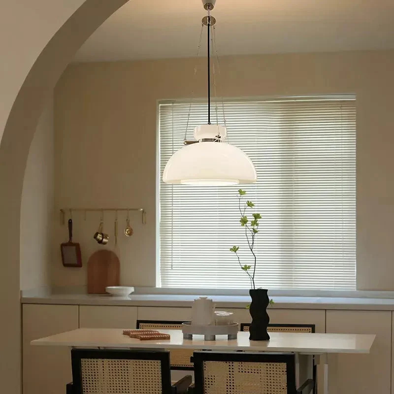 Bauhaus Medieval Milk White Glass Cream Pendant Lamp