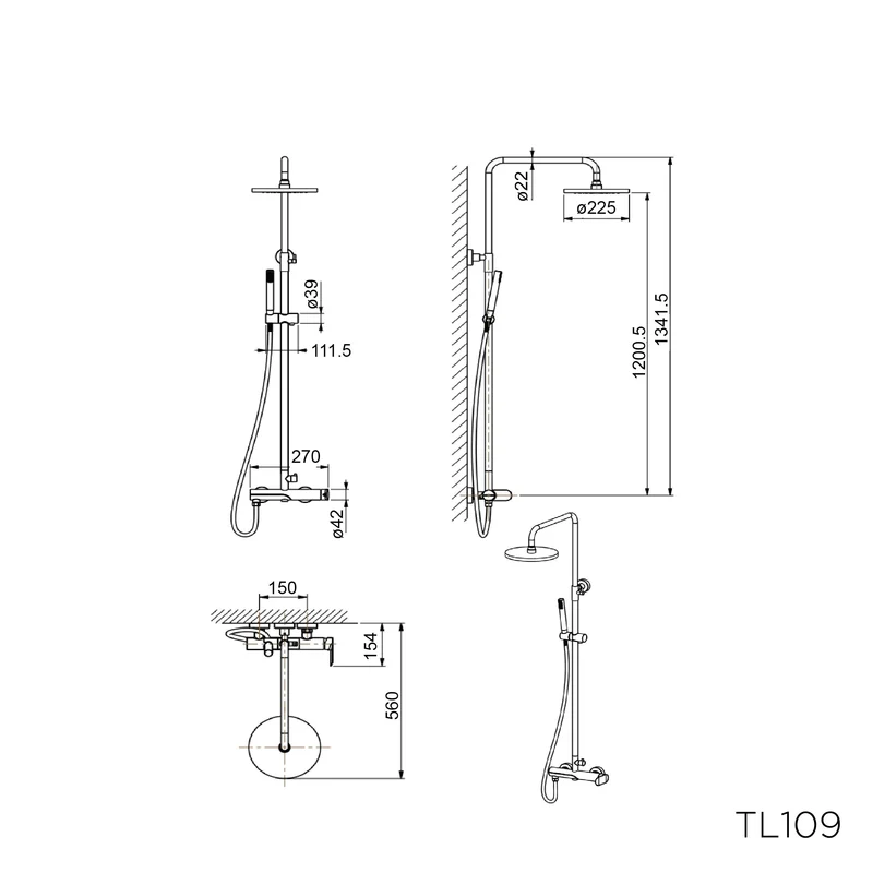 TL109 - Lavanzi Series Rain Shower Column Mixer