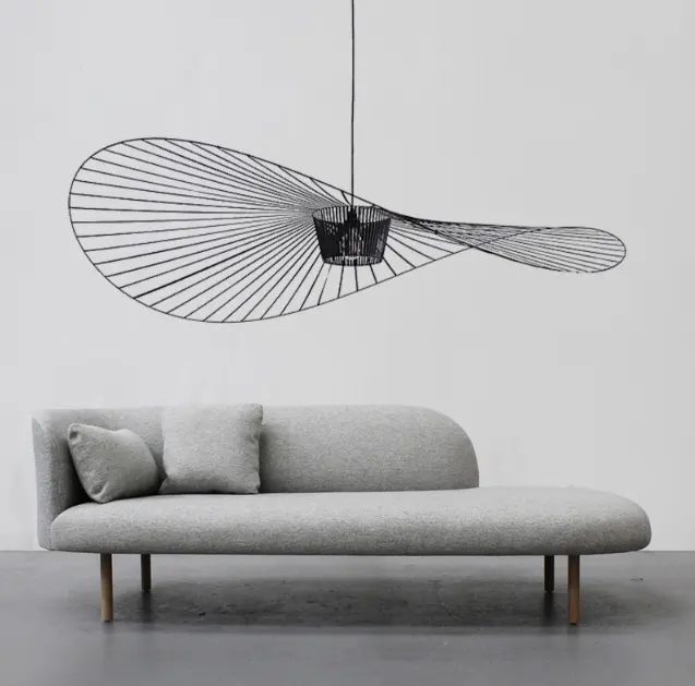 Straw hat lamp Nordic creative personality modern minimalist living room bedroom dining room hat chandelier