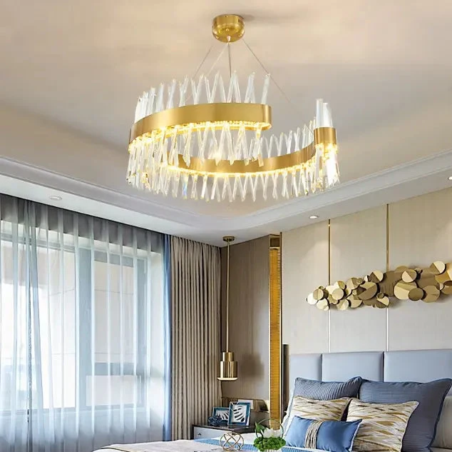 Kitchen lustre living room fixture hotel home indoor decoration crystal modern luxury led pendant light chandelier