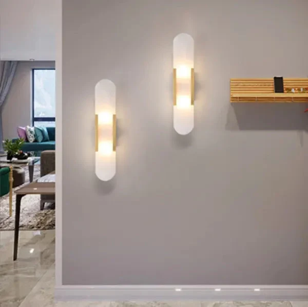 Post-modern natural marble wall lamp living room TV background wall designer bedroom bedside light luxury porch aisle lamp