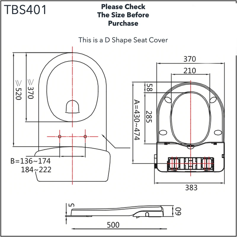 TBS401 - Bidet Seat Cover - D Shape