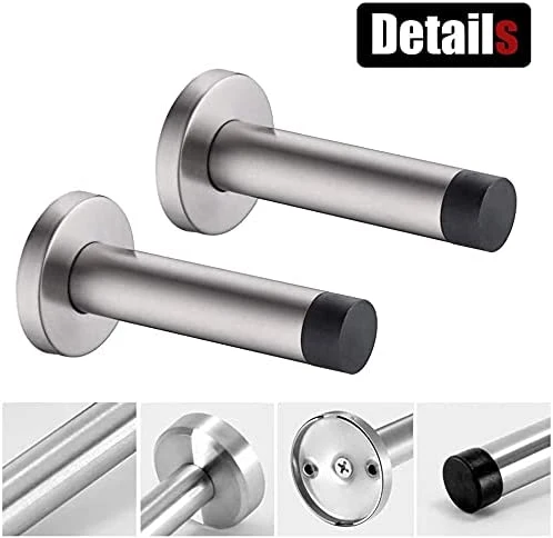 VILA Door Stopper |3817-95mm| Wall Mounted Stainless Steel Door Stop Rubber Buffer Bumper with Screws and Drywall Anchors