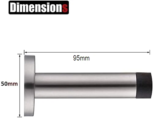 VILA Door Stopper |3817-95mm| Wall Mounted Stainless Steel Door Stop Rubber Buffer Bumper with Screws and Drywall Anchors