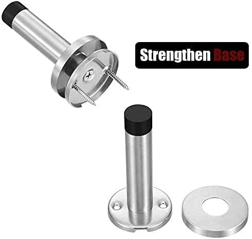 VILA Door Stopper |3817-95mm| Wall Mounted Stainless Steel Door Stop Rubber Buffer Bumper with Screws and Drywall Anchors