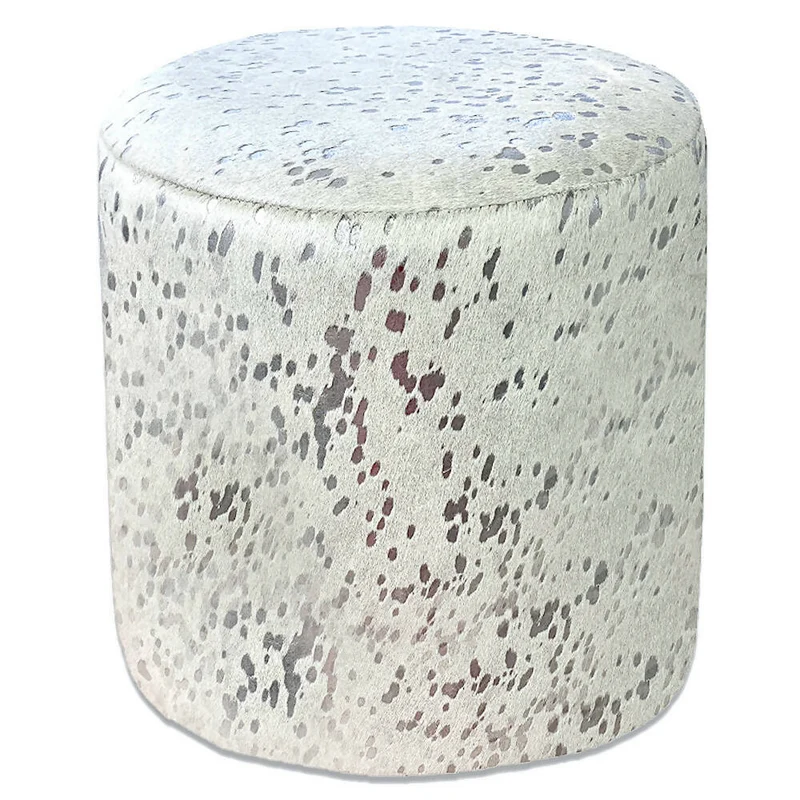 Ottoman Round Silver Splashed on White