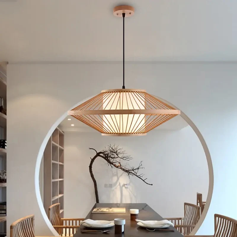 Dia 50cm Hand knitting Bamboo Pendant Lamp