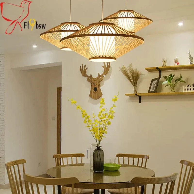 Dia 50cm Hand knitting Bamboo Pendant Lamp