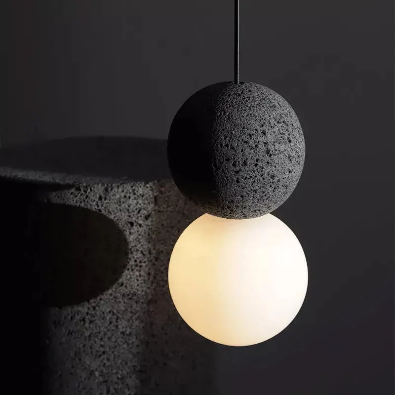 Indoor Nordic Double Ball Pendant Light Modern Glass Cement Globe Painted Finishes Ceiling Lamp Creative LED Hanging Chandelier