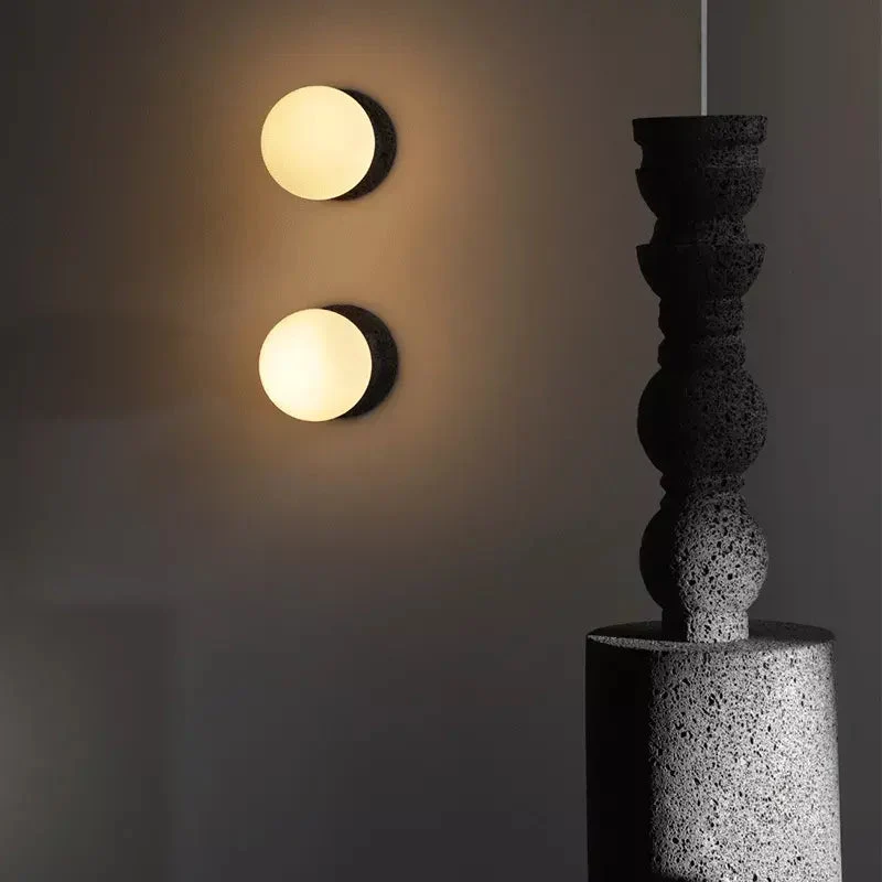 Indoor Nordic Double Ball Pendant Light Modern Glass Cement Globe Painted Finishes Ceiling Lamp Creative LED Hanging Chandelier