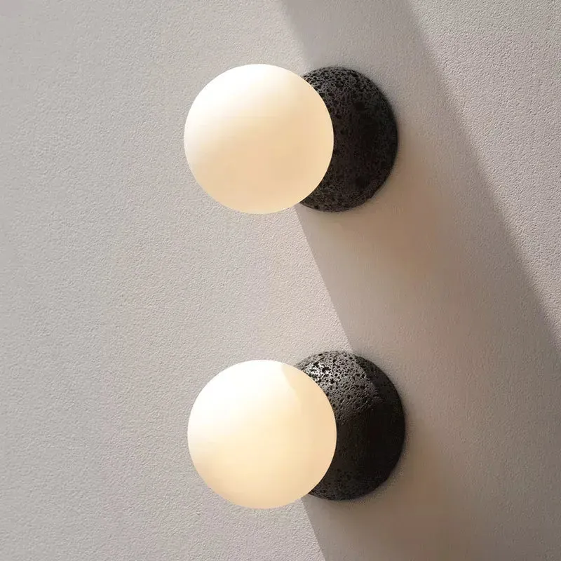 Indoor Nordic Double Ball Pendant Light Modern Glass Cement Globe Painted Finishes Ceiling Lamp Creative LED Hanging Chandelier