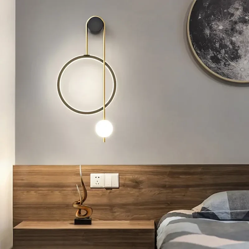 Modern Bedroom Bedside Wall Lamp Nordic Simple Living Room Background Led Wall Light Fixture Balcony Aisle Wall Sconce Lamp