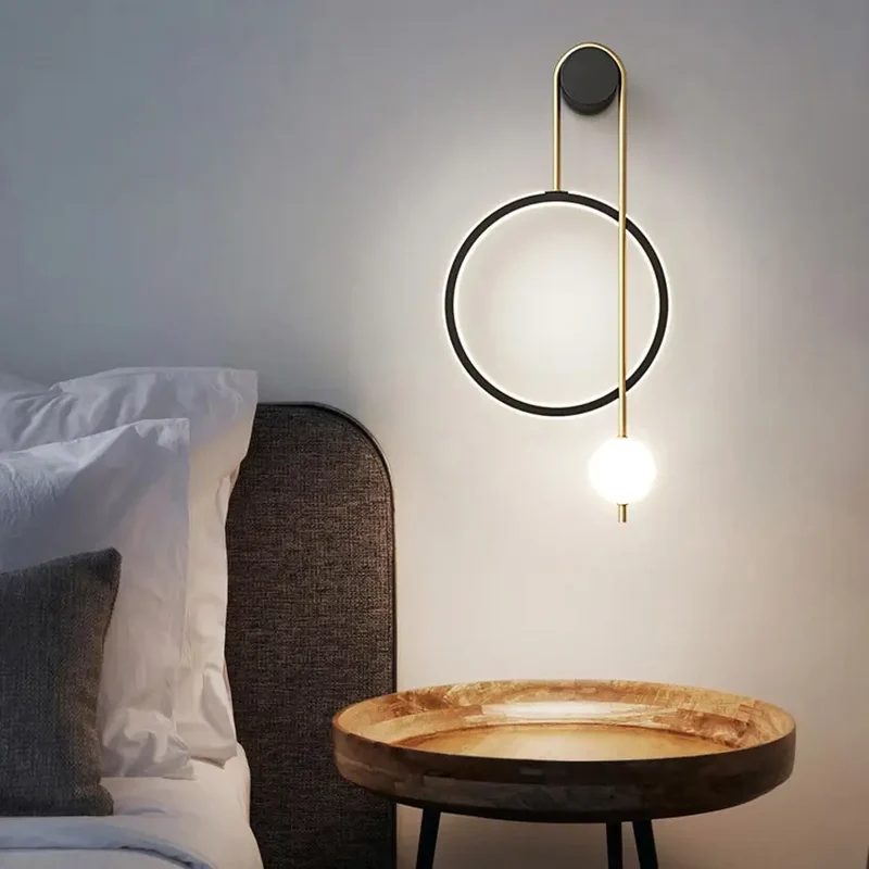 Modern Bedroom Bedside Wall Lamp Nordic Simple Living Room Background Led Wall Light Fixture Balcony Aisle Wall Sconce Lamp