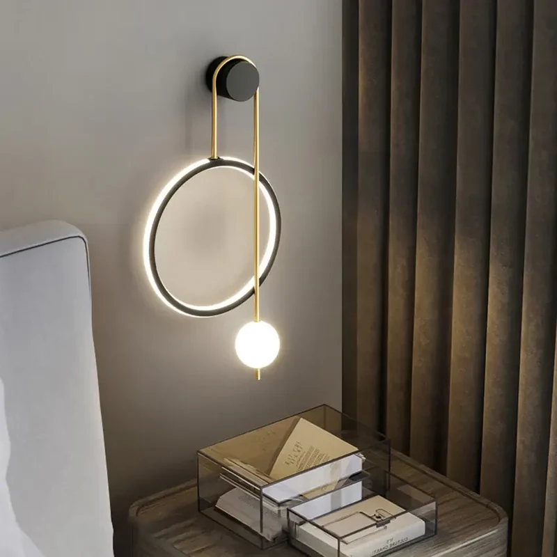 Modern Bedroom Bedside Wall Lamp Nordic Simple Living Room Background Led Wall Light Fixture Balcony Aisle Wall Sconce Lamp
