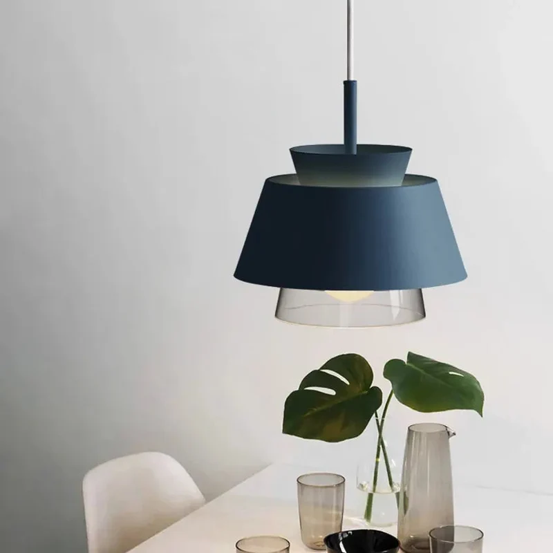 Nordic Macaron hanging pendant lights modern wrought iron colorful Frosted lampshades restaurant cafe aisle bar glass droplight