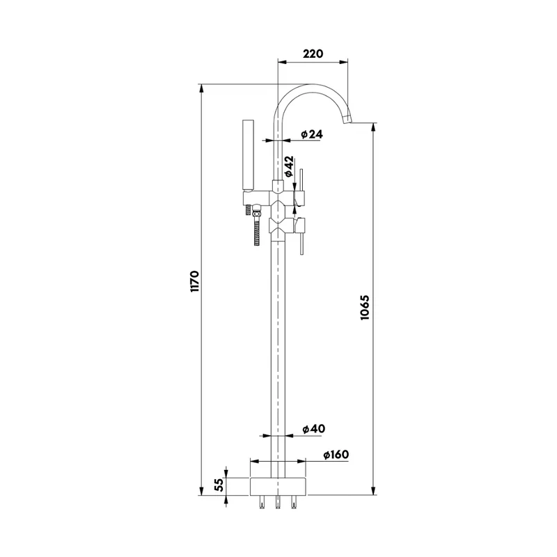 TD108 - Free Standing Bathtub Mixer Filler