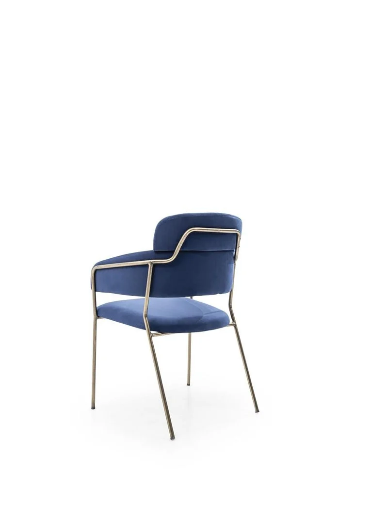 Thai Accent Chair – Blue Upholstery, Gold Frame