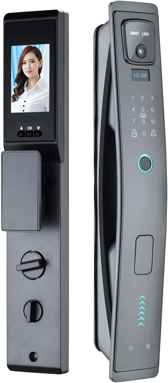 VILA Smart Lock, q7-1 BLK With WiFi, Face Recognition, Display screen,Keypad Digital,Biometric Fingerprint,IC Card,Mechanical key, Unlock for Apartment Hotel Home Use. COLOR: (BLACK))