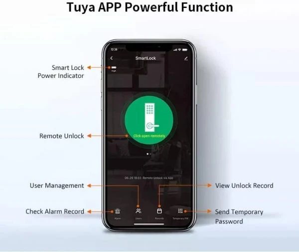 VILA Smart Lock, D09 blk ,With WiFi Tuya App, Display screen,Keypad Digital,Biometric Fingerprint,IC Card,Mechanical key Unlock for Apartment Hotel Home Use. COLOR: (BLACK)