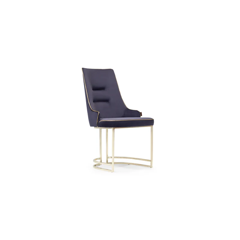 Dubai Dining Chair – Grey Upholstery with Gold Details