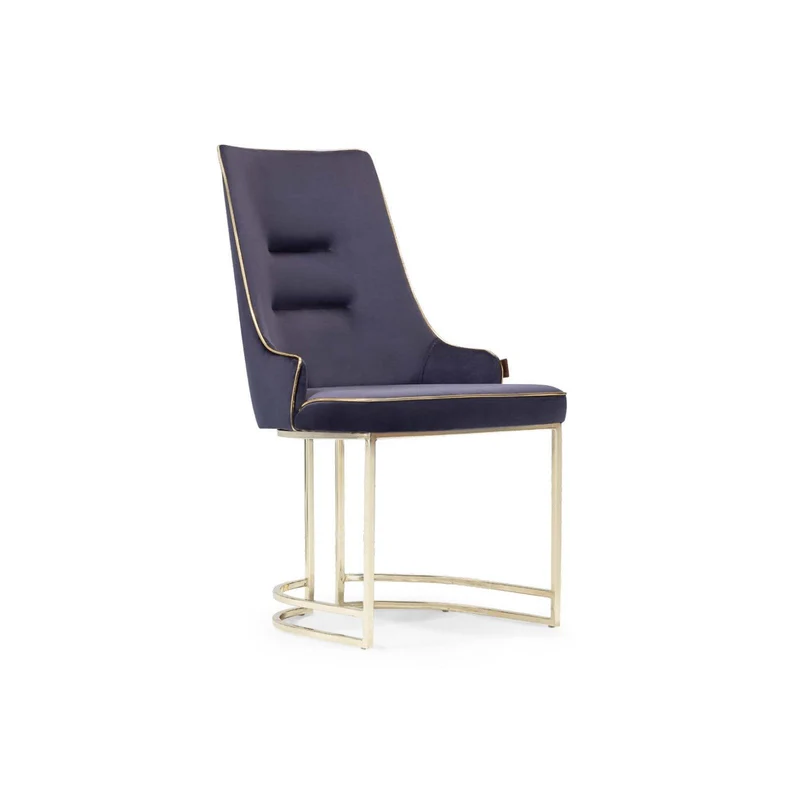 Dubai Dining Chair – Grey Upholstery with Gold Details