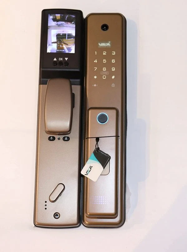 VILA Smart Lock Q7-5 AC,With WiFi, Display screen,Keypad Digital,Biometric Fingerprint,IC Card,Mechanical key Unlock for Apartment Hotel Home Use. COLOR: (GOLDEN)