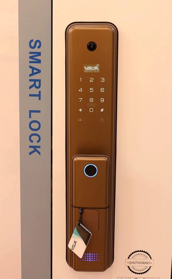 VILA Smart Lock Q7-5 AC,With WiFi, Display screen,Keypad Digital,Biometric Fingerprint,IC Card,Mechanical key Unlock for Apartment Hotel Home Use. COLOR: (GOLDEN)