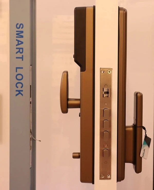 VILA Smart Lock Q7-5 AC,With WiFi, Display screen,Keypad Digital,Biometric Fingerprint,IC Card,Mechanical key Unlock for Apartment Hotel Home Use. COLOR: (GOLDEN)