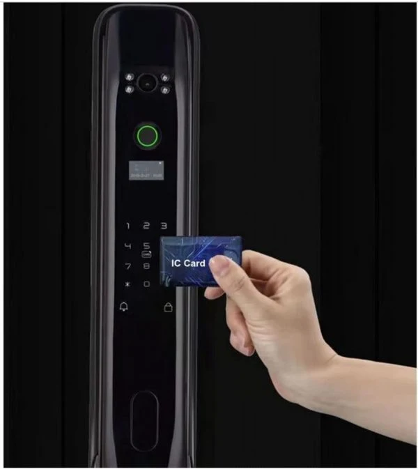 VILA Smart Lock Q7-3 AC ,With WiFi, Display screen,Keypad Digital,Biometric Fingerprint,IC Card,Mechanical key, Unlock for Apartment Hotel Home Use. COLOR: (BLACK + Copper)