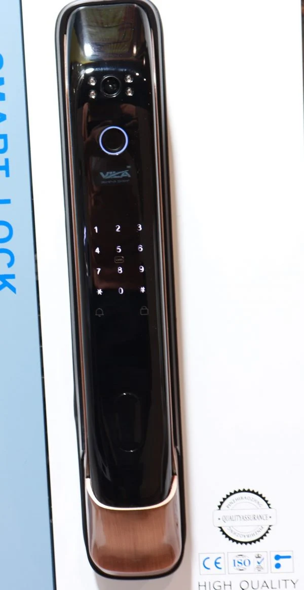 VILA Smart Lock Q7-3 AC ,With WiFi, Display screen,Keypad Digital,Biometric Fingerprint,IC Card,Mechanical key, Unlock for Apartment Hotel Home Use. COLOR: (BLACK + Copper)