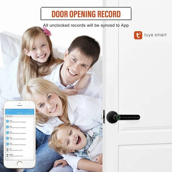 Vila Fingerprint Door Lock With BLUETOOTH Smart APP Tuya Remote Control Digital,Biometric Fingerprint,IC Card,Mechanical key Unlock for Apartment Hotel Home Use (Color Black)