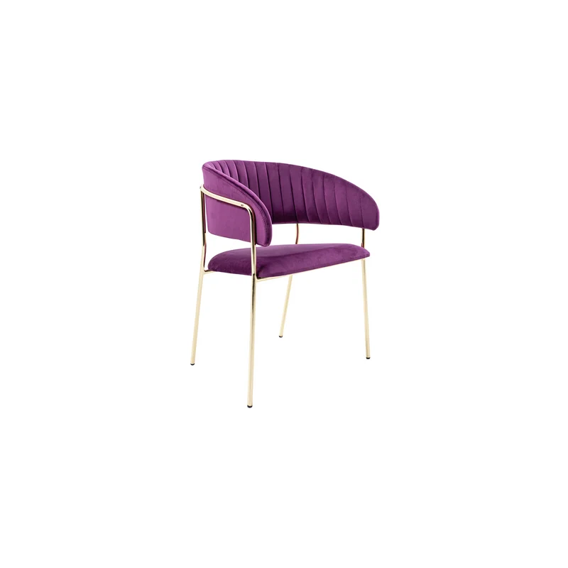 Nelson Accent Chair – Purple Velvet with Slim Gold Frame