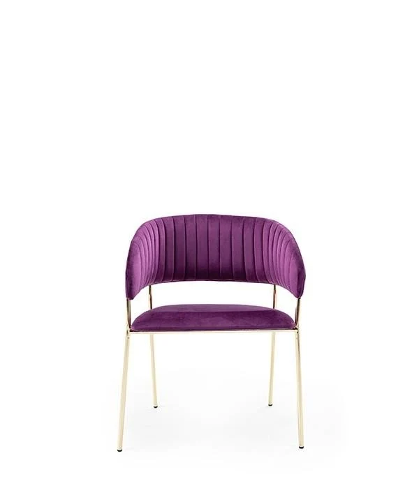 Nelson Accent Chair – Purple Velvet with Slim Gold Frame