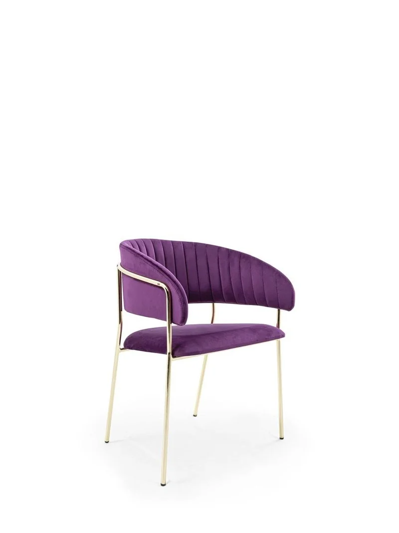 Nelson Accent Chair – Purple Velvet with Slim Gold Frame