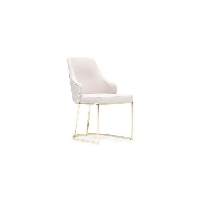 Loussiana Dining Chair – White Upholstery, Gold Half-Circle Base