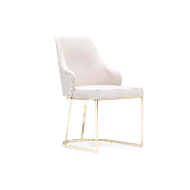 Loussiana Dining Chair – White Upholstery, Gold Half-Circle Base