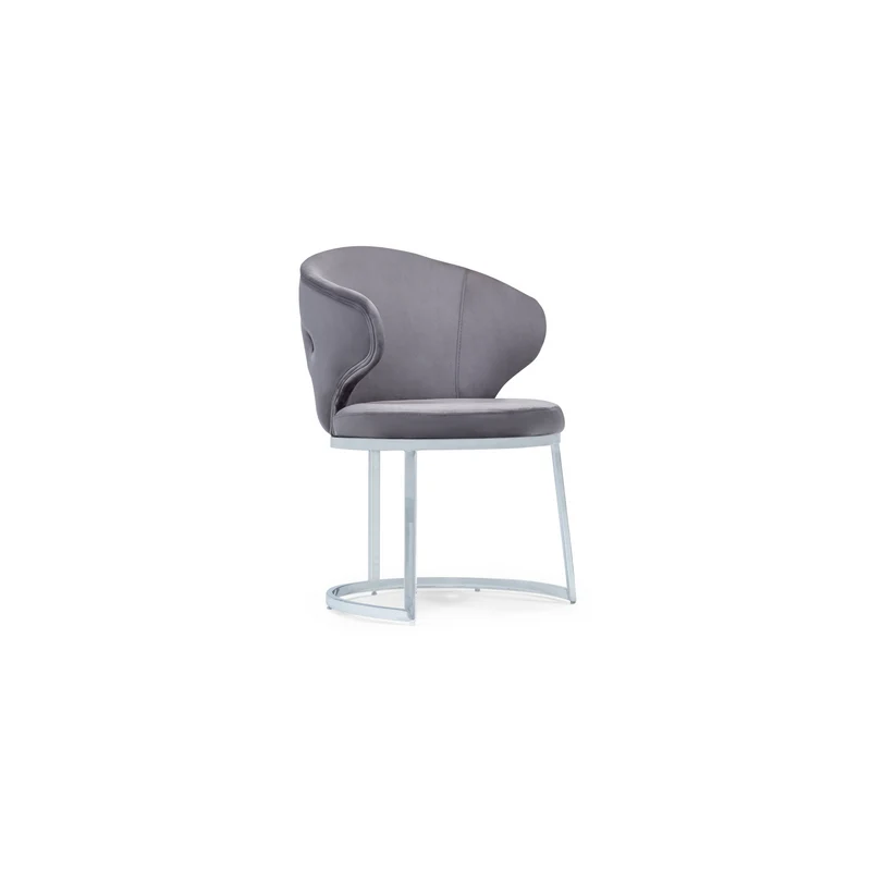Loft Accent Chair – Grey Upholstery, Half-Circle Metal Base
