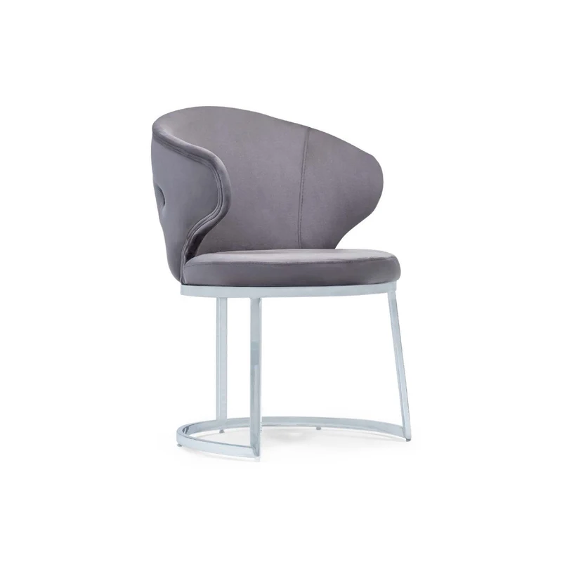 Loft Accent Chair – Grey Upholstery, Half-Circle Metal Base