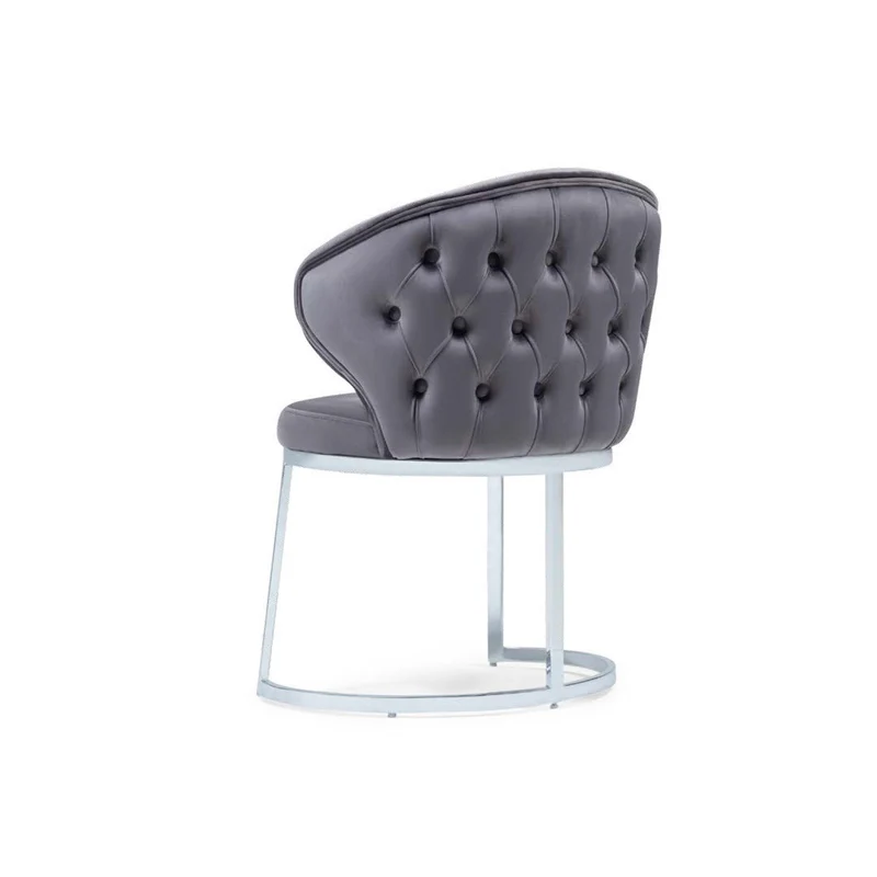 Loft Accent Chair – Grey Upholstery, Half-Circle Metal Base