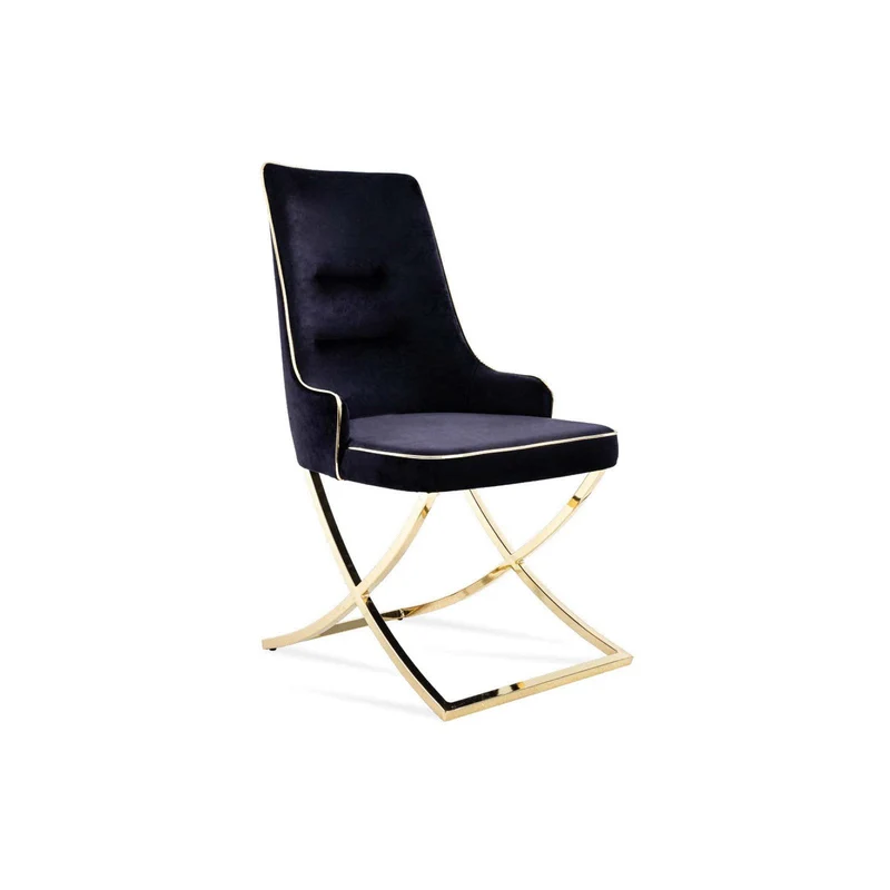 Elly Dining Chair – Grey Upholstery with Gold Legs