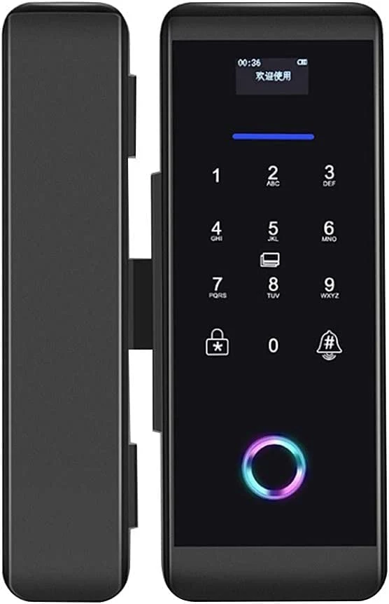 ViLA |905P| smart Glass Door Lock – Electronic Sliding Door Lock Fingerprint/Password/Card/Remote Control/Bluetooth APP Door Bell Lock Security Door Lock Door Lever for Homes Offices Apartments(Black)