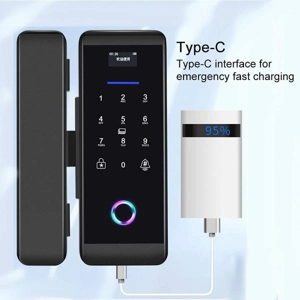 ViLA |905P| smart Glass Door Lock – Electronic Sliding Door Lock Fingerprint/Password/Card/Remote Control/Bluetooth APP Door Bell Lock Security Door Lock Door Lever for Homes Offices Apartments(Black)