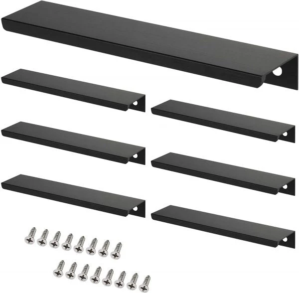 VILA F1007 Concealed Handle 1pcs Black Mount Finger Edge Pull Hidden for Home Kitchen Living Room Door Drawer Cabinet(Black)