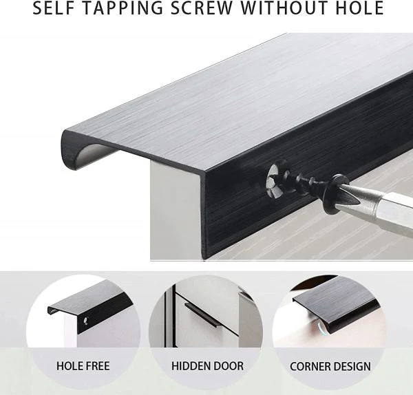 VILA F1007 Concealed Handle 1pcs Black Mount Finger Edge Pull Hidden for Home Kitchen Living Room Door Drawer Cabinet(Black)