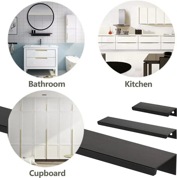 VILA F1007 Concealed Handle 1pcs Black Mount Finger Edge Pull Hidden for Home Kitchen Living Room Door Drawer Cabinet(Black)