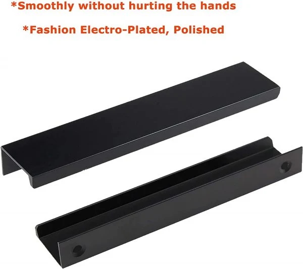 VILA F1007 Concealed Handle 1pcs Black Mount Finger Edge Pull Hidden for Home Kitchen Living Room Door Drawer Cabinet(Black)