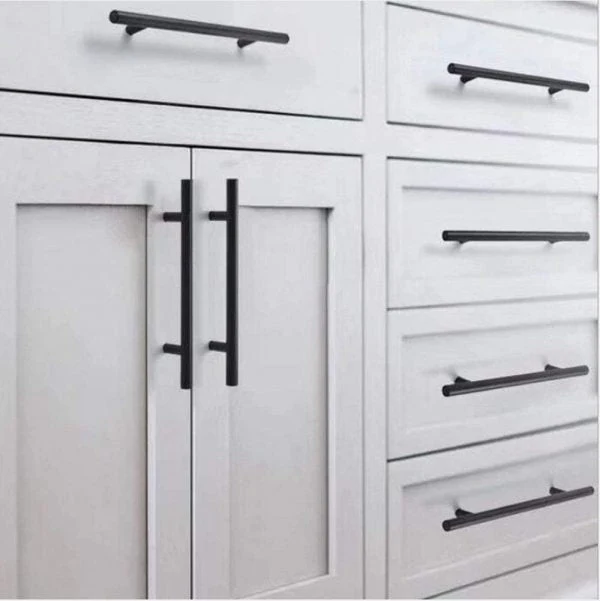 VILA 5902 Matt Black Cabinet Haldane T-Bar and Pulls, Furniture Drawer Handles, 200mm Long, Kitchen Cabinet Wardrobe Knobs Bars, Center to Center 128mm (1-PACK)