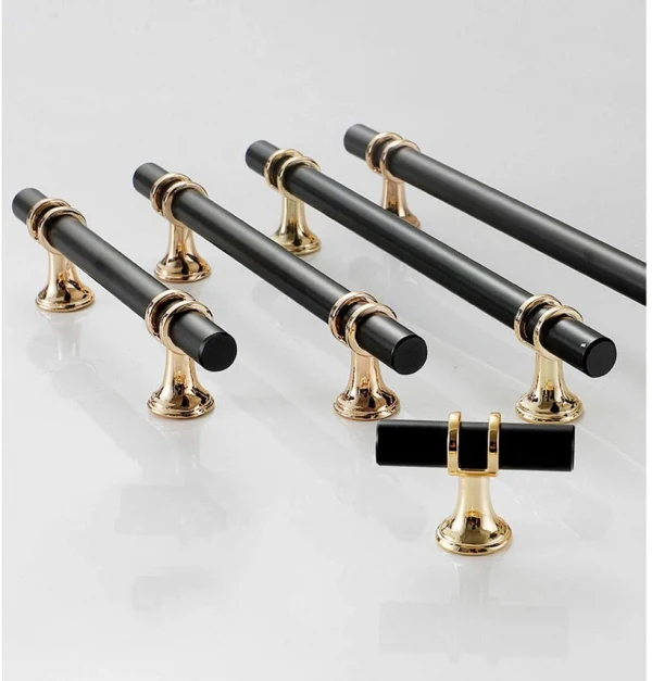 Vila 5906 Cabinet Handles Metal For Kitchen Drawer Pulls Color : (Black/Gold) – Size : (Knob-96mm-128mm-160mm-192mm)1 Pec