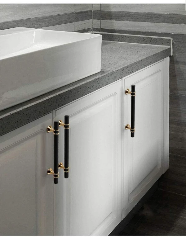 Vila 5906 Cabinet Handles Metal For Kitchen Drawer Pulls Color : (Black/Gold) – Size : (Knob-96mm-128mm-160mm-192mm)1 Pec