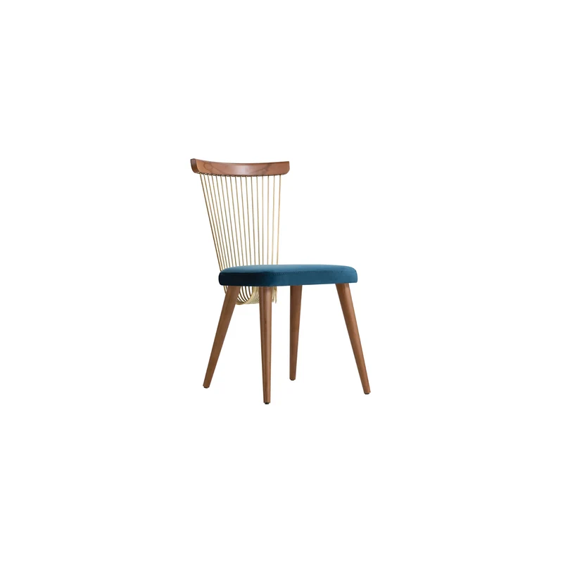 Flo Dining Chair – Teal Seat, Wooden Frame